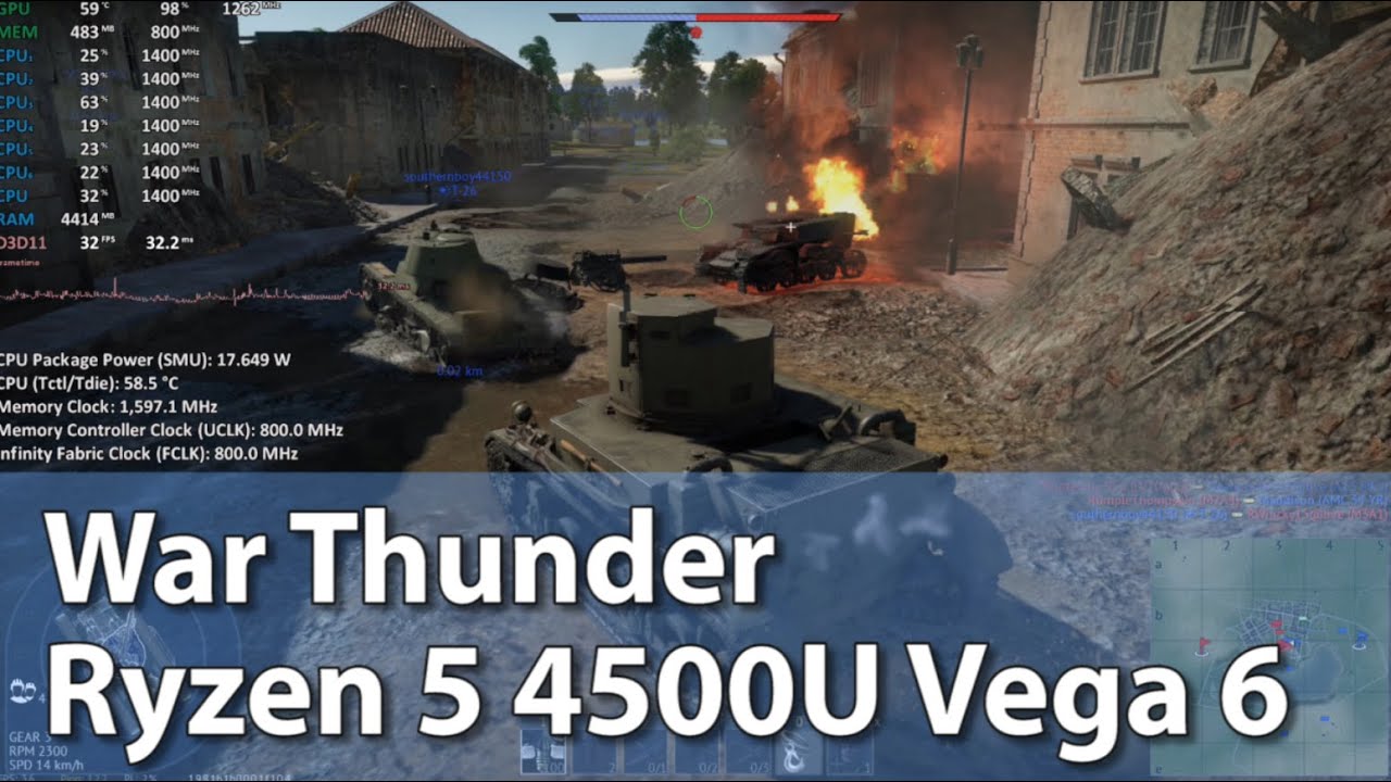 War Thunder On Ryzen 5 4500u Vega 6 Gameplay Benchmark Test Youtube