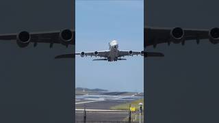 Crazy Crosswind A380 Singapore Takeoff! #plane #shorts