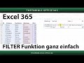 FILTER Funktion ganz einfach und SPALTENWAHL | Excel 365 Tutorial