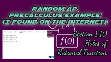 AP Precalculus Section 1.10 Example: Identify a Hole in a Rational Function by Factoring