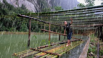 Make a pumpkin rig on the pond on a rainy heavy day, Revealing Duong private life. Primitive Skills