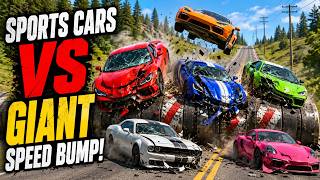 Sports Cars vs GIANT Speed Bump! 🚗💥 Extreme BeamNG.drive Crash Test screenshot 4