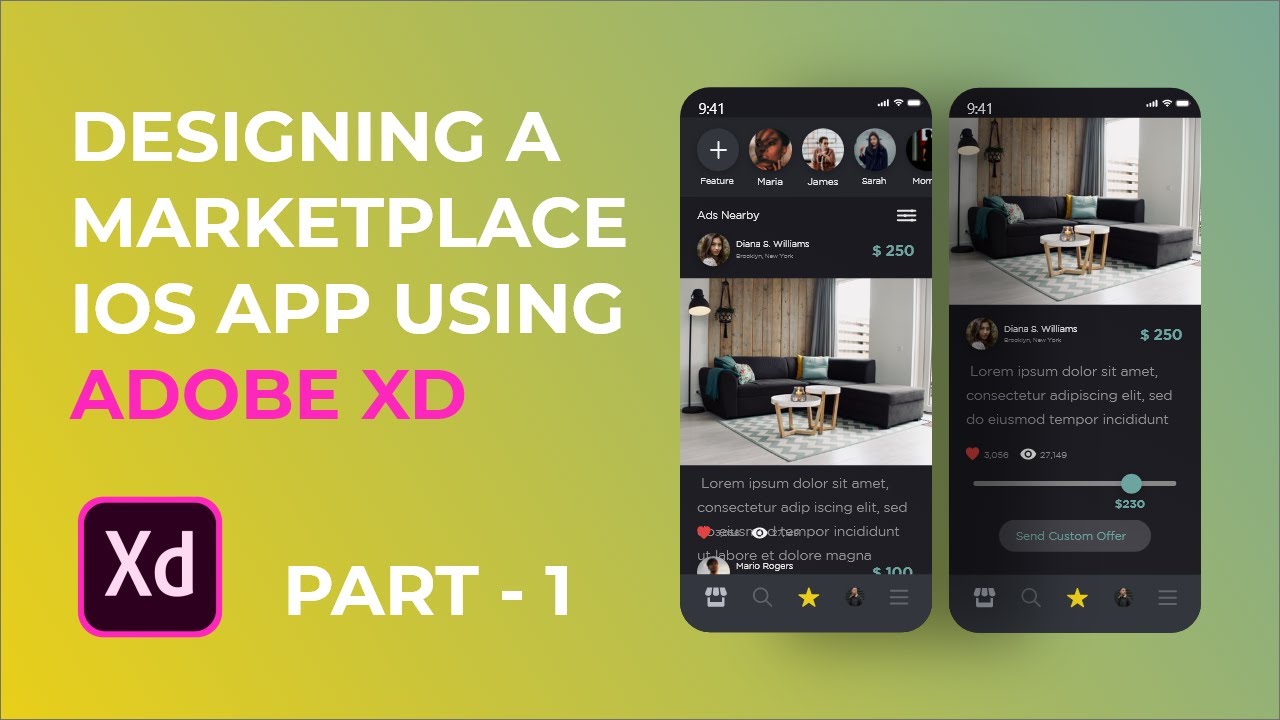 Designing a Marketplace IOS App in Adobe XD Part 1 Concept Designs