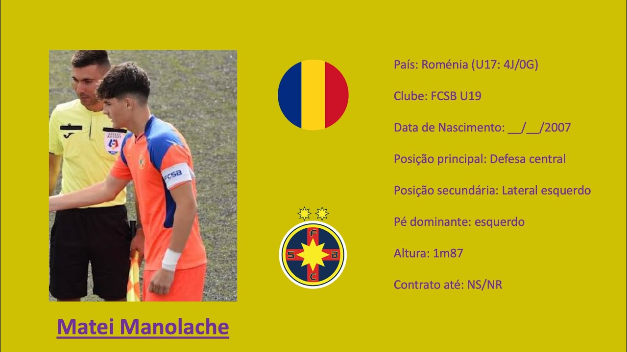 Manolache Romeo Matei Manolache | 2007 (FCSB | Romania) footage vs FC Arges U17 - YouTube