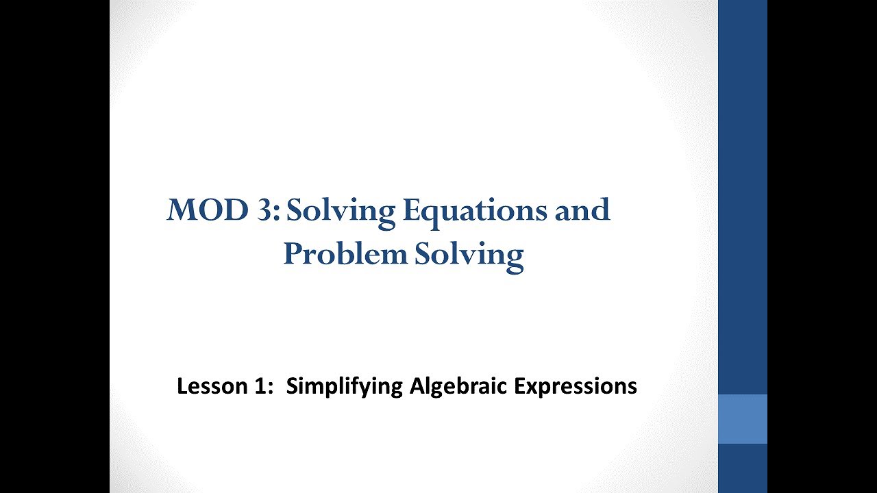 Simplifying Algebraic Expressions - YouTube