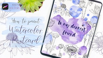 You can draw it - watercolor floral postcard in Procreate - digital tutorial on Ipad for beginners