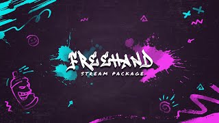 Freehand, Paint Theme Animated Twitch Overlay : Pink and Blue Stream Package screenshot 1