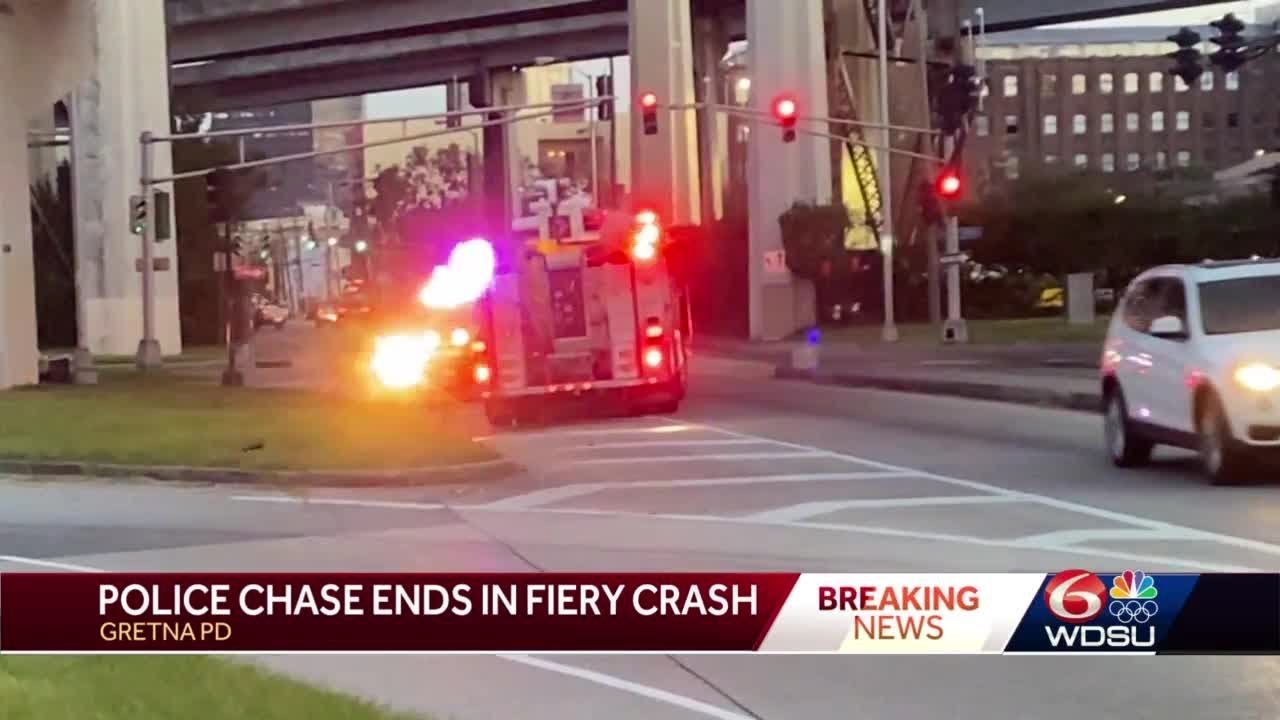 Police chase ends in fiery crash - YouTube