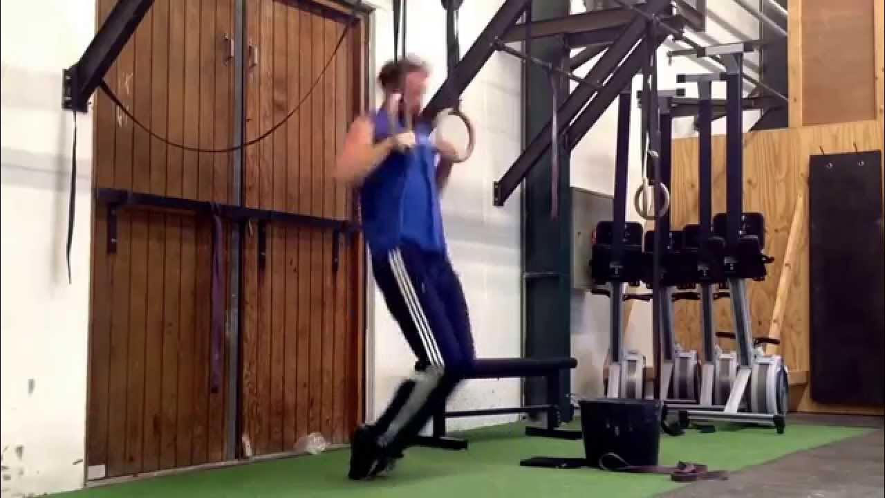 Ring muscle up progression transition from knees on semi low rings (fase 1) YouTube