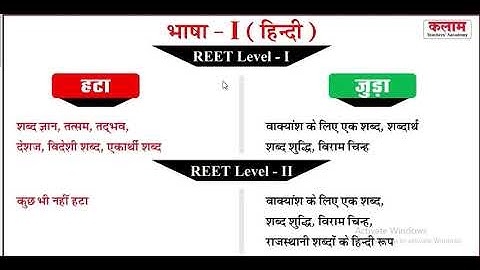 Reet 2021 New Syllabus, hindi Topics in level 1 & 2, Changes in new Syllabus , language,