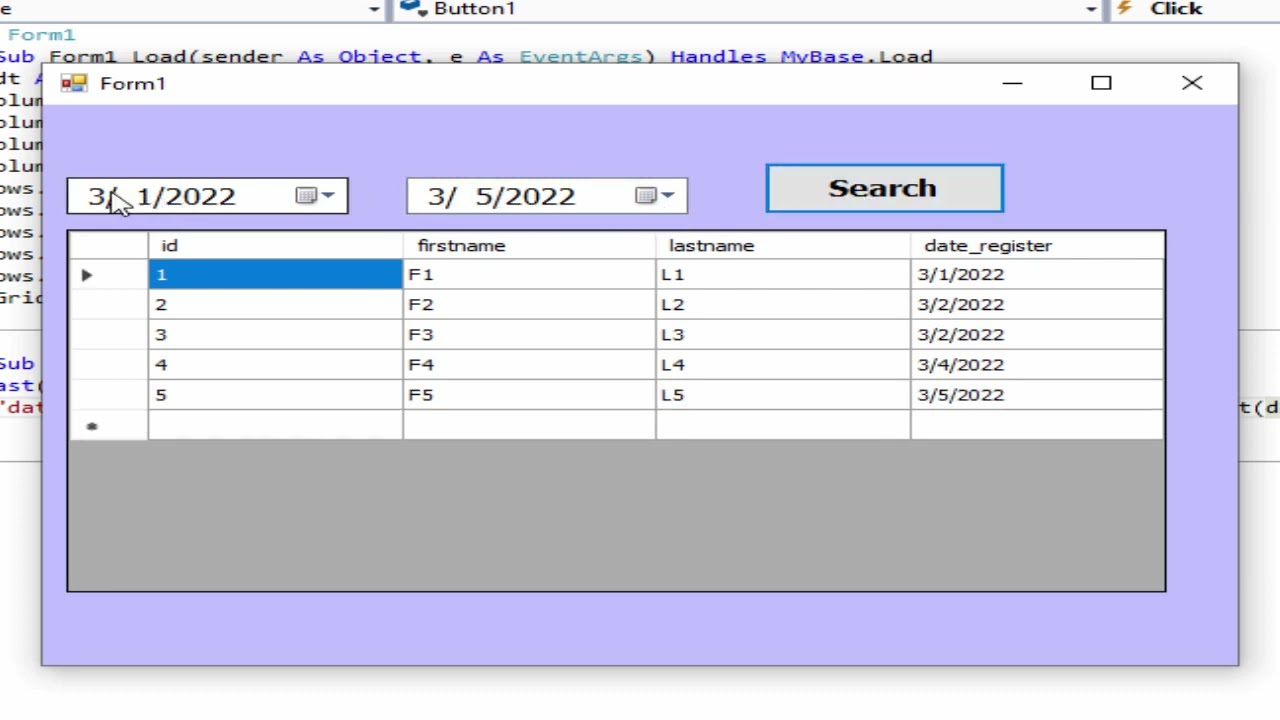 Programming Vb Net How To Filter Data Between Two Dates In Datagridview Without Database Youtube