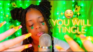 ASMR ✨RELAXING YOUR FACE 🥴💚  + STICKY TAPE MOUTH SOUNDS 🤤 (YOU WILL TINGLE 🔥)