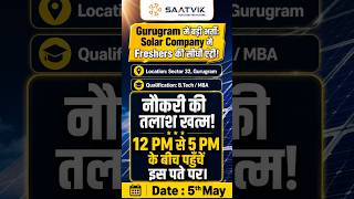 Freshers Job Alert 🔥 B.Tech / MBA Walk-In Interview 2026 | Gurugram Jobs | Saatvik Green Energy