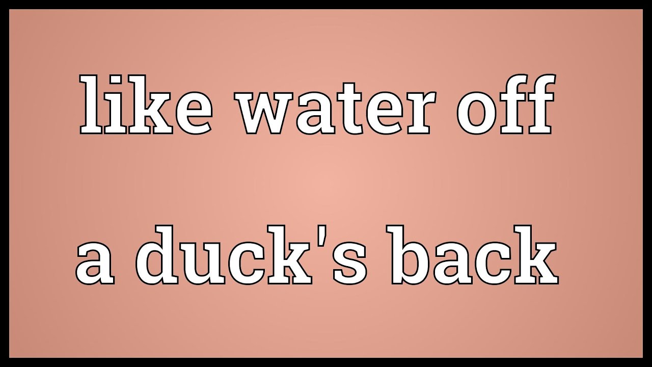 Like Water Off A Duck S Back Meaning Youtube