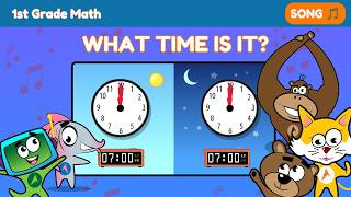 Telling Time Song 🕐 | Analog & Digital Clocks, Hours & Minutes for Kids