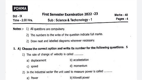 class-9th-science-1||first semester Question Paper||PDHMA||Maharashtra Board