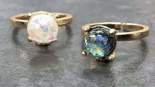 【UVレジン 100均】ホワイト＆ブラックオパール風リング作ってみました！UV resin White & black opal style wind ring