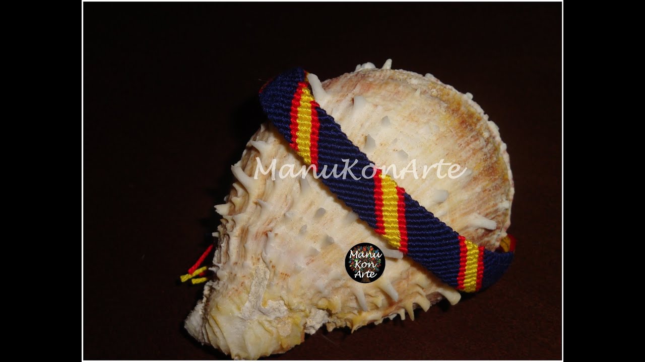 DIY Tutorial Cómo Hacer Pulsera Macramé Bandera de España/How to make Macrame Bracelet Spain Flag