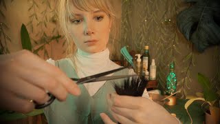 Relaxing Haircut Role Play ✂ ASMR Shampoo / Hair Steaming / Scissors / Brushing