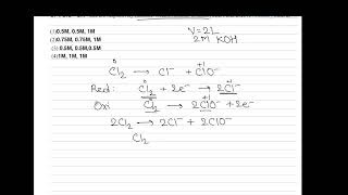 JEE main 2026 Redox reaction Cl2 reacted with KOH to give Cl- and ClO- 