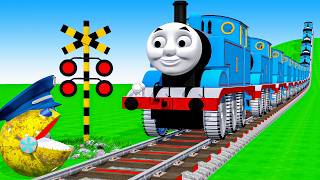 【踏切アニメ】あぶない電車 Thomas TRAIN Climbing Pynamid | Fumikiri 3D Railroad Crossing Animation #1