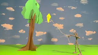 Kite flying stop motion animation.