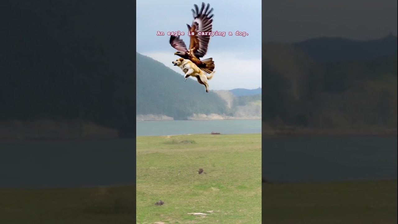  An eagle is carrying a dog.  