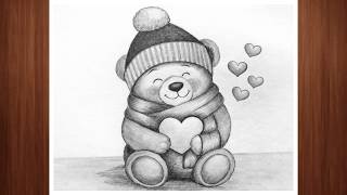 Draw Cute Teddy Bear in Love Drawing❤️ | A Cute Teddy Bear Pencil Art Step by Step, Drawing Tutorial screenshot 4