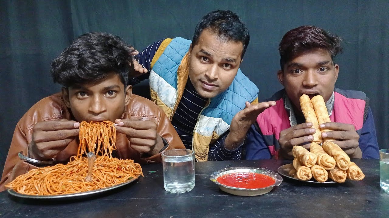 Chaumin vs Spring roll eating challenge ll Street food ll Challenge ...