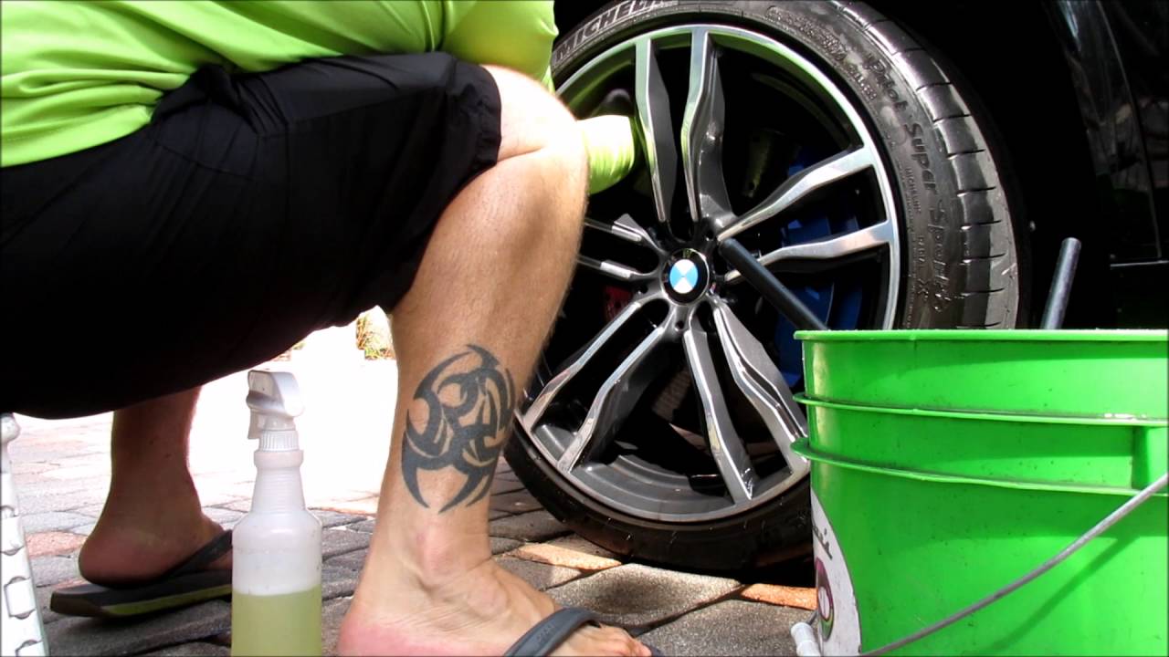 BMW X5 M DEEP WHEEL CLEANING RINSELESS WASH YouTube