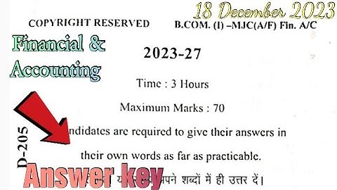 Lnmu Semester 1 Finance accounting Answer key 2023 exam