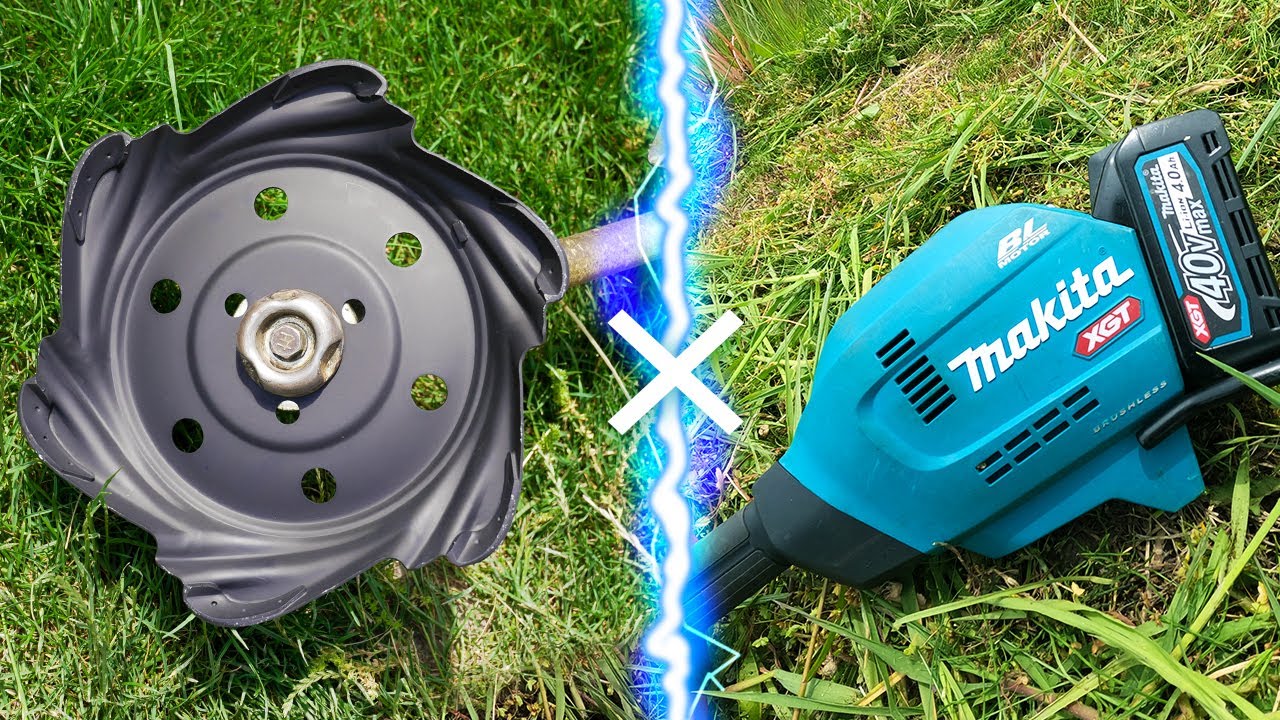 Attaching a bladeless rotary blade to an electric grass cutter to