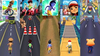 Little Singham Cycle Race 🆚 Kicko & Super Speedo 🆚 Little Krishna 🆚 Subway Surfers 🆚 Cat Runner screenshot 2