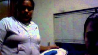 my mom's first time using the camera on the laptop :D