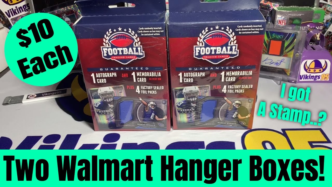 Two Walmart Football Repack Hanger Boxes! $10 and 2 Hits Per Box! I Got A Stamp?!