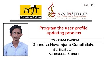 Web Programming | Web Project Task 11 | User profile updating process | Java Institute