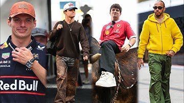 Max Verstappen Lando Norris & more F1 Drivers arrive dressed as cowboys in COTA | Paddock BTS