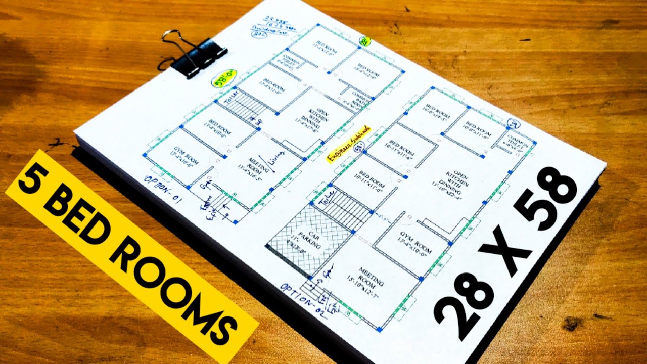 28 x 58 house design II 28 x 58 gahr ka naksha II 28 x 58 house plan II 5 bhk house plan