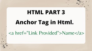 HTML PART 3 How To Insert Anchor Tag In Html.