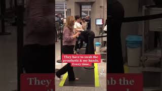 Celebrity TSA pat down and swabbing hands and waist under female's shirt Wealth