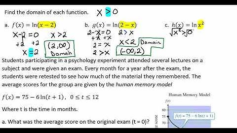 Finding the Domain of Natural Logarithms and a Real Life Application Example Video