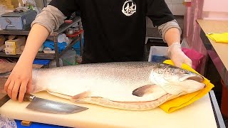 Salmon Cutting Skills 鮭魚切割技能 - How to Cut a Salmon for Sashimi