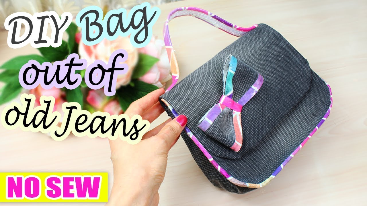 DIY JEANS PURSE BAG Jeans Transform Idea NO SEW YouTube
