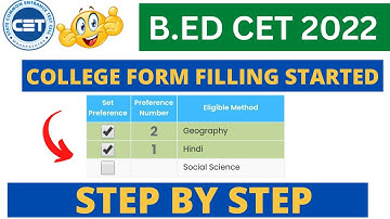 |B.ed cet elct  2022 college option form filling started|college form kaise fill kare 2022| b.ed cet