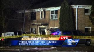 Three Milwaukee firefighters jump to escape burning building