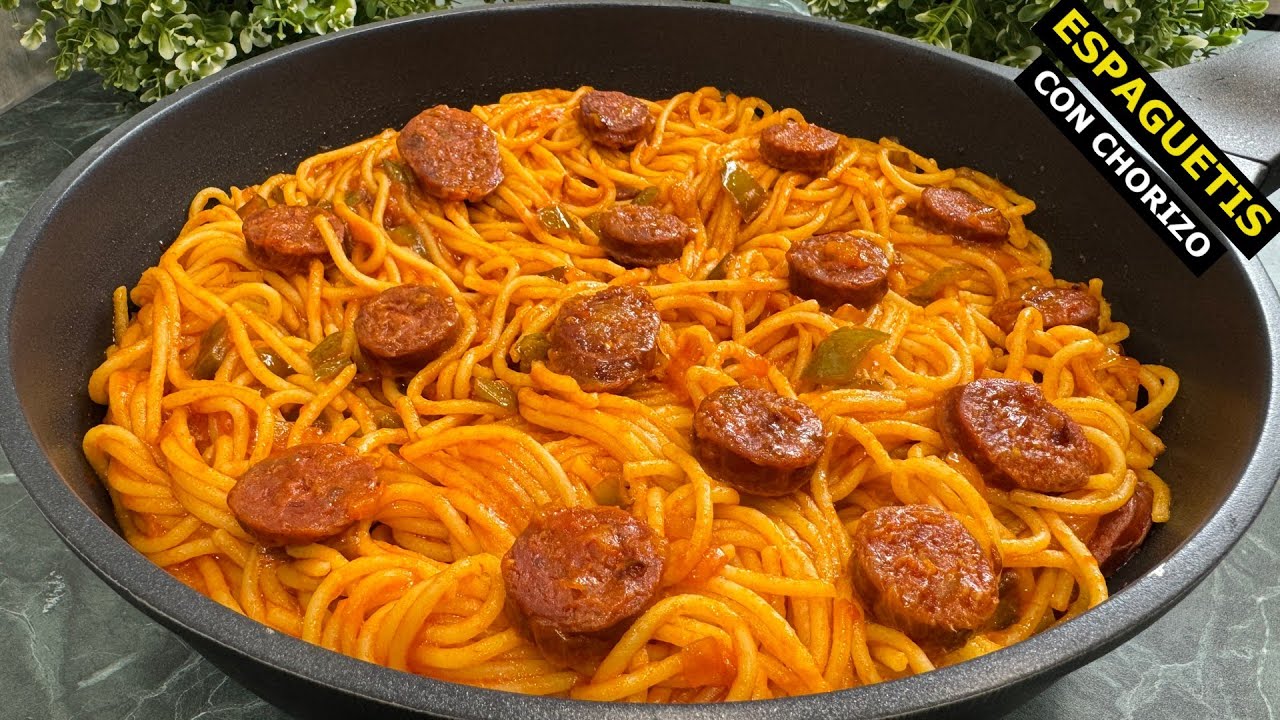 Espaguetis con Chorizo y Tomate 😋 ¡RECETA MUY FÁCIL! 💥💥 BRUTAL