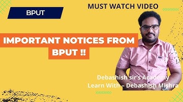 IMPORTANT NOTICES FROM BPUT.