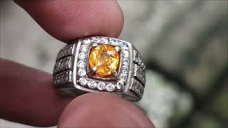 Natural Yellow Sapphire Thailand 1.4ct GLI Top Crystall Full Luster Body Kaca Ring Perak Tebal Mewah