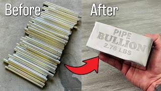 Pipe Bullion Casting - Melting Aluminum Pipes At Home (DIY Metal Casting)