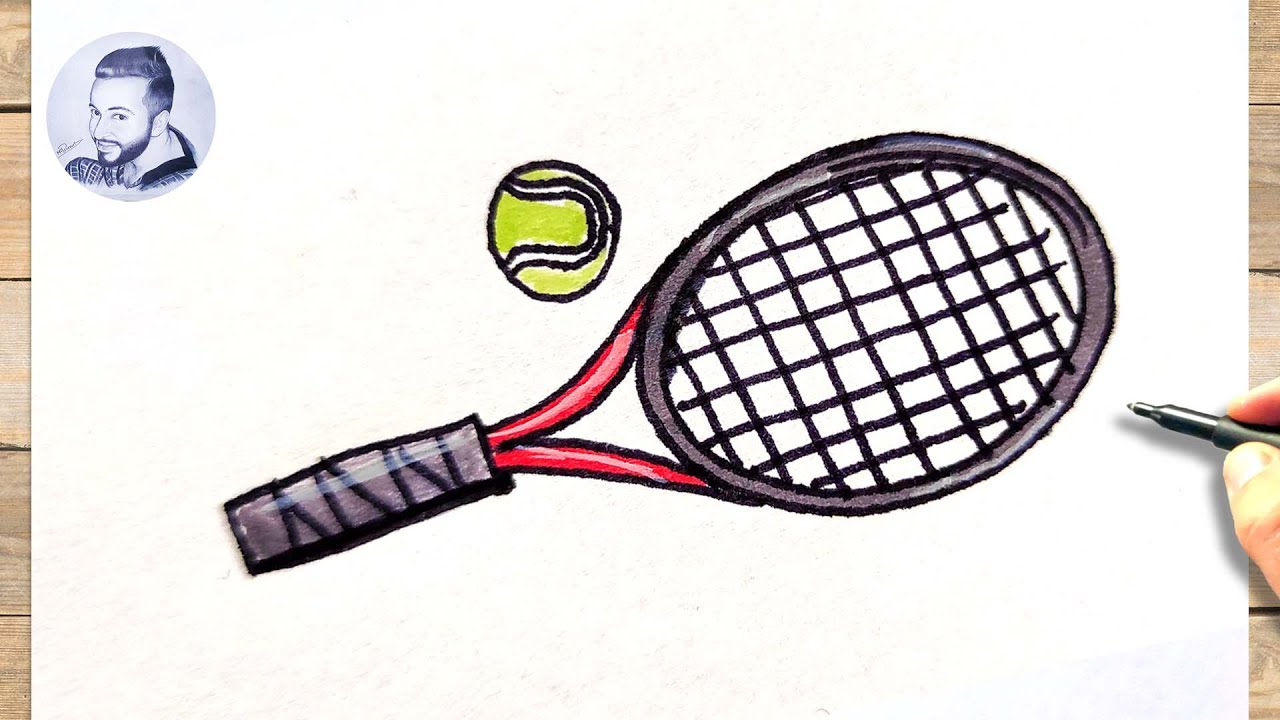 Comment dessiner une raquette de tennis facile - YouTube